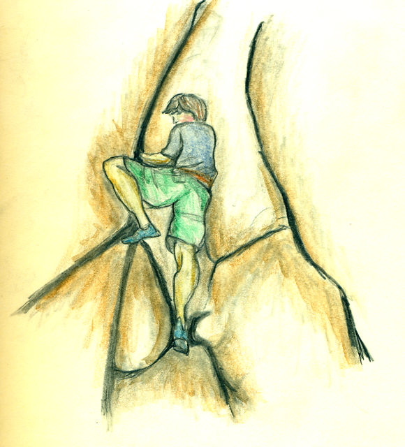 drawing of someone climbing