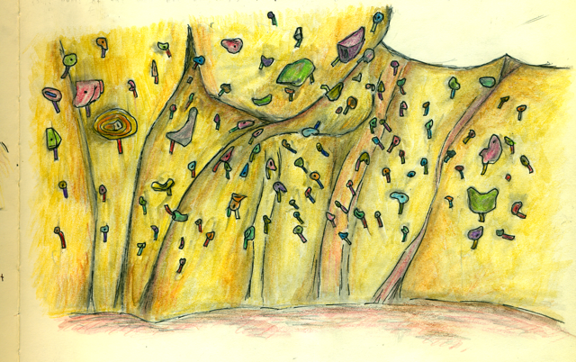 drawing of climbing wall