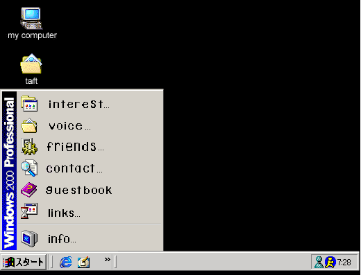 interface of website which looks like a windows 2000 desktop